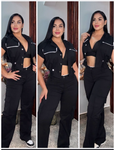 ✨ Conjunto Cargo Catalina + Chaleco ✔️ Incluye top blanco de regalo 🎁 Envio Gratis