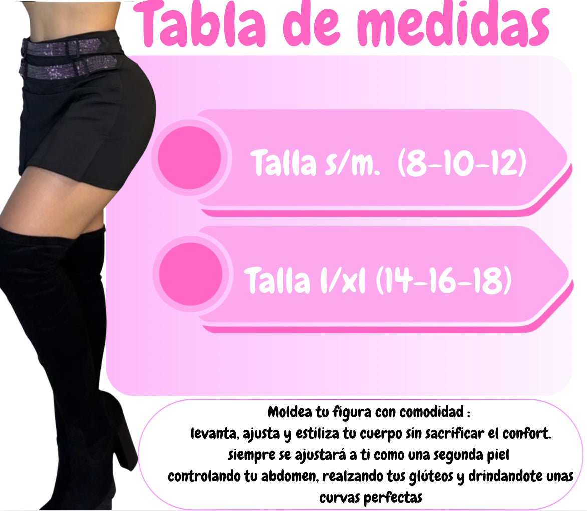 FALDA SHORT EN SUPLEX 2 CORREAS BRILLOS ➕ ENVÍO GRATUITO 🎁