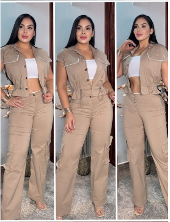 ✨ Conjunto Cargo Catalina + Chaleco ✔️ Incluye top blanco de regalo 🎁 Envio Gratis