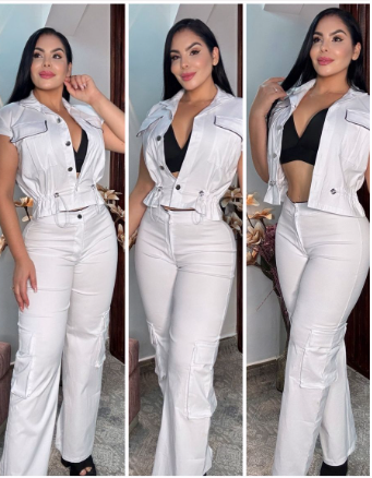 ✨ Conjunto Cargo Catalina + Chaleco ✔️ Incluye top blanco de regalo 🎁 Envio Gratis