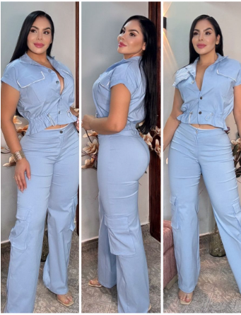 ✨ Conjunto Cargo Catalina + Chaleco ✔️ Incluye top blanco de regalo 🎁 Envio Gratis