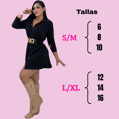 💞 Blusón Camisero Black Elegante + Top + Cinturón de Obsequio Exclusivo ✨ + Envió Completamente Gratis 🤩