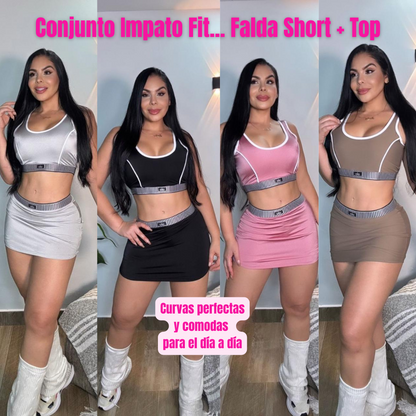 🎀 Set Falda Short + Top Deportivo 🌺 Impacto Fit ➕ Envio Gratis🚚