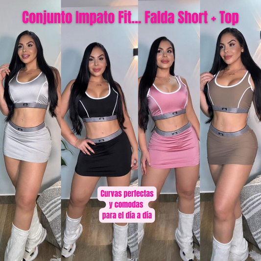 🎀 Set Falda Short + Top Deportivo 🌺 Impacto Fit ➕ Envio Gratis🚚